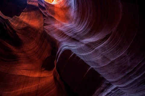 Colourful sandstone formations with light