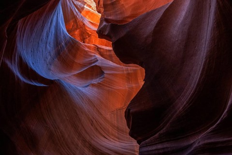 Colourful sandstone formations with light