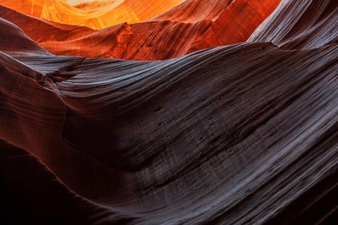 Sandstone formations in Upper Antelope Canyon