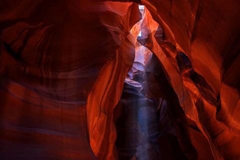 Colourful sandstone formations with light