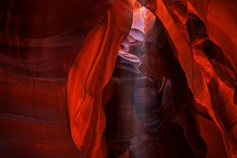 Colourful sandstone formations with light