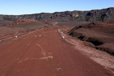 Road through volcanic landscape