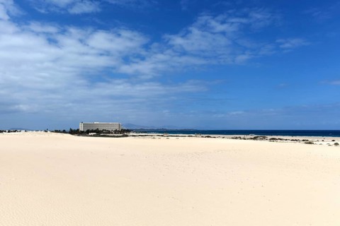 White sand dunes in the wandering dunes of El Jable
