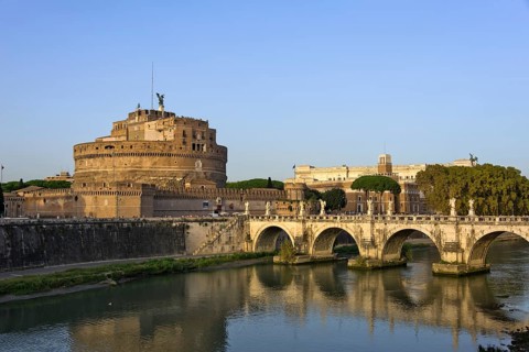 Castel Sant'Angelo and Ponte Sant'Angelo over the Tiber river