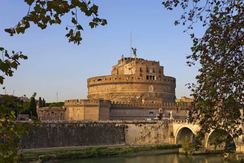 Castel Sant'Angelo and Ponte Sant'Angelo over the Tiber river