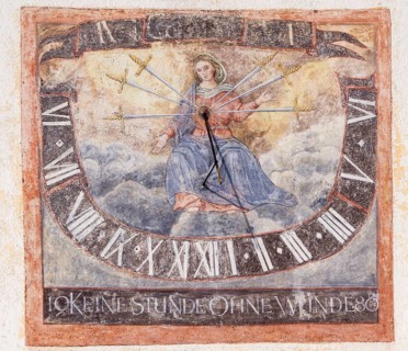 Sundial at the pilgrimage church on Mariahilferberg mountain