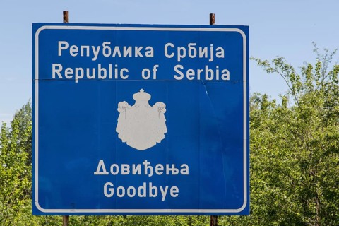 Border-sign on the Serbian-Macedonian border