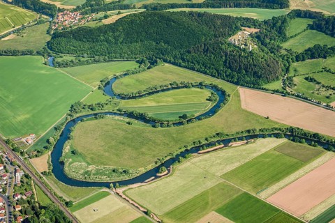 Werra river loops in Herleshausen