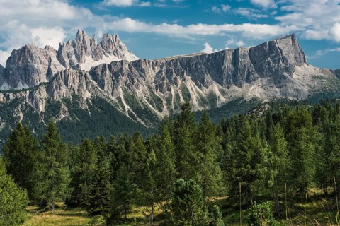 View from the mountain Nuvolau towards rock group Lastoi di Formin
