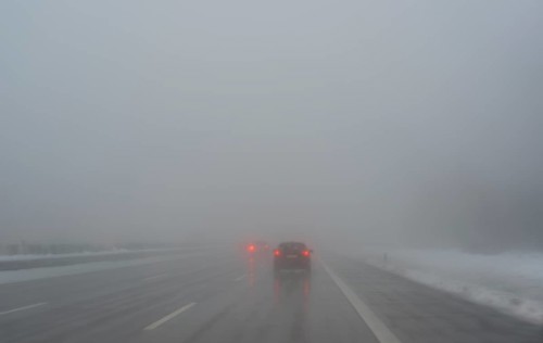 Cars in the mist
