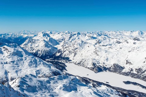 View of Lake Sils from Corvatsch
