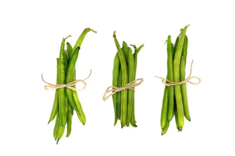 Three bundles of green beans