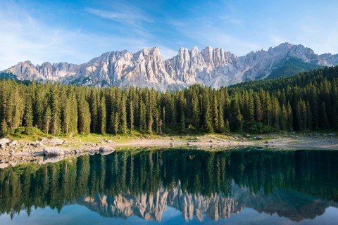 Karersee lake in front of Latemar