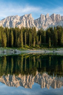 Karersee lake in front of Latemar