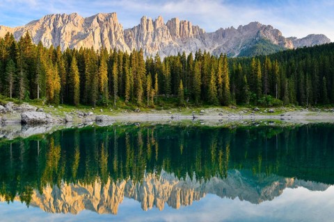 Karersee lake in front of Latemar