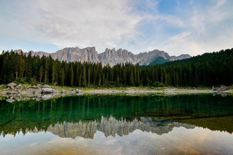 Karersee lake in front of Latemar