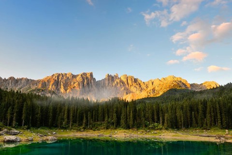 Karersee lake in front of Latemar