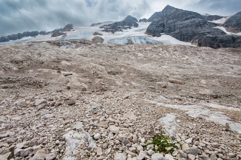 In front of the Marmolada glacier