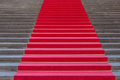 Red carpet on stairs at Konzerthaus Berlin