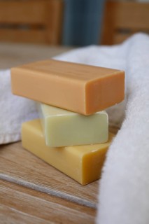 Soap pieces with terry towel