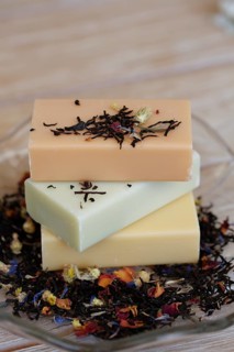 Soap pieces with dried flowers