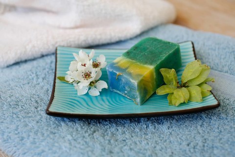 Soap piece with flowers