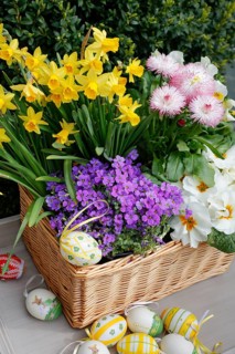 Basket with easter eggs