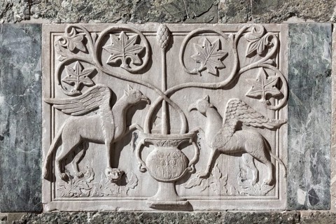 Two winged griffins