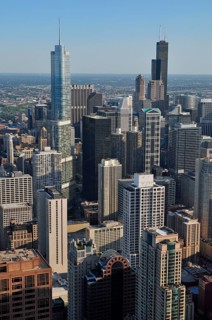 Chicago skyline and Lake Michigan