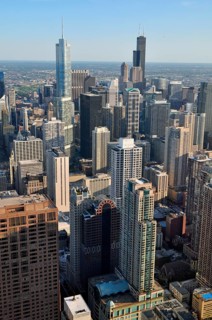 Chicago skyline and Lake Michigan