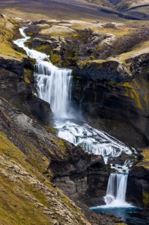 Ofaerufoss Waterfall in the Eldgja Gorge