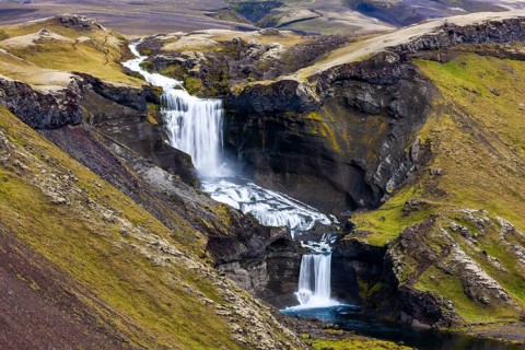 Ofaerufoss Waterfall in the Eldgja Gorge