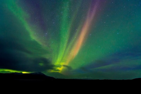 Northern Lights above plateau Deildartunguhver