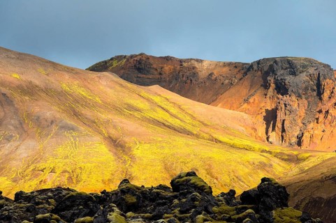 Volcanic mountains in the morning light