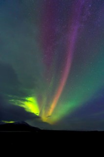 Northern Lights with mountains