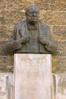 Winston Churchill Statue in front of British Embassy in Prague