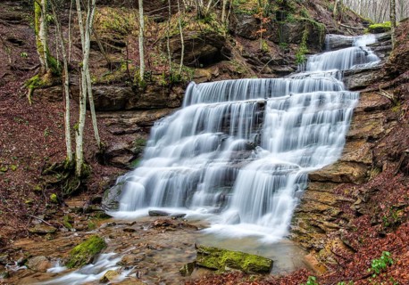 Le Tre cascate waterfall in the forest