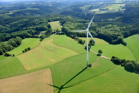 Aerial view of wind turbine