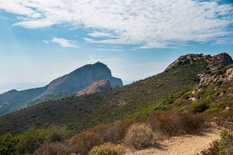Trail with Genoese tower behind