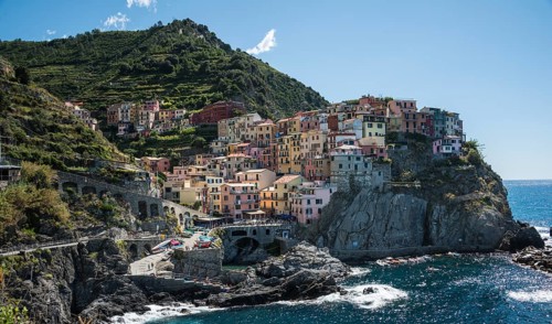 Colorful houses on cliffs