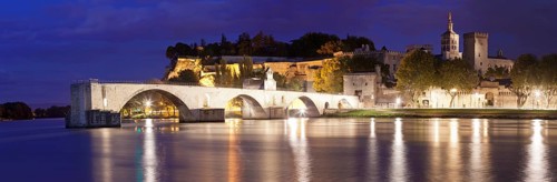 Bridge St. Benezet over the Rhone with Notre Dame des Doms and the Popes' Palace, Avignon