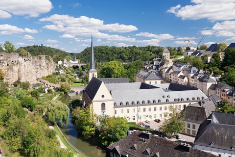 Neumunster Abbey in the Grund district behind former fortress wall