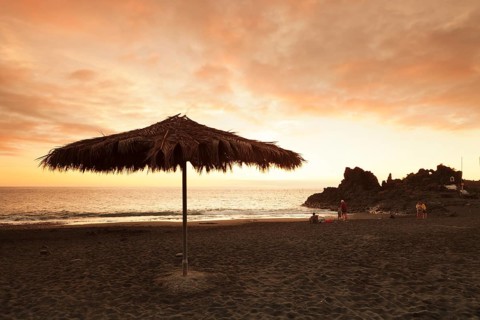 Beach Playa de Charco Verde at sunset
