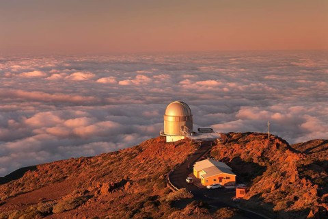 Observatory of the Roque de los Muchachos at sunset