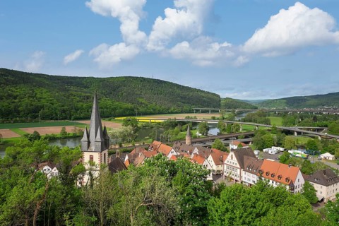 View from Scherenburg Castle ruins above Gemunden am Main