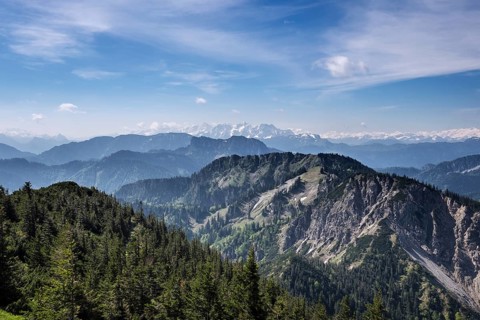 Views from Hochfelln mountain southwards with Horndlwand and Loferer Steinberge mountains