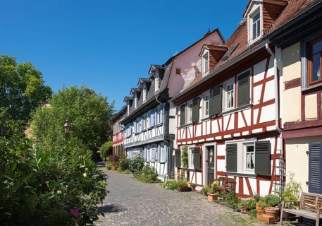 Half-timbered houses at the moat