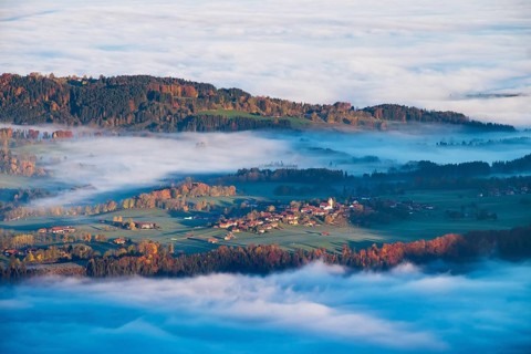 Wackersberg with morning mist