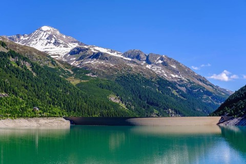 Schlegeis reservoir with dam wall