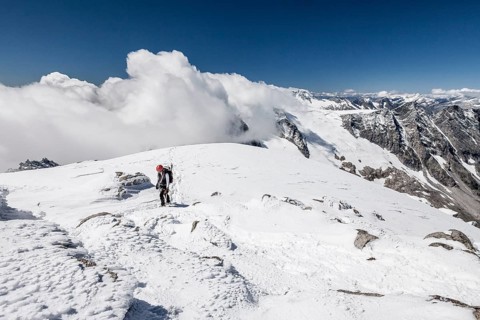 Mountaineer climbing Loffler